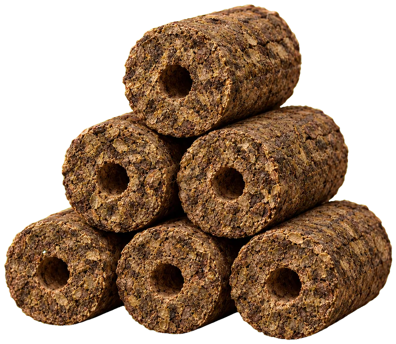Mustard Husk Briquettes, a studio cut-out